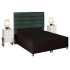 Cabeceira Com Base Box Queen 158cm E 2 Mesas De Apoio Linho V