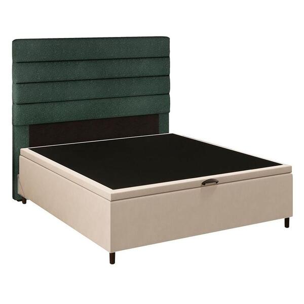 Cabeceira Com Base Cama Box Baú Casal 138x188cm Hit Id5 Suede
