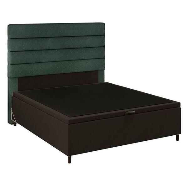 Cabeceira Com Base Cama Box Baú Casal 138x188cm Hit Id5 Suede