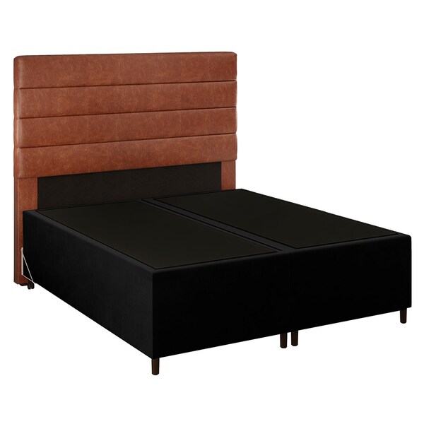 Cabeceira Com Base Cama Box Casal Queen 158x198 Hit Id5 Suede