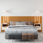 Cabeceira Com Mesas De Cabeceira E Led Oita Nature Pérola