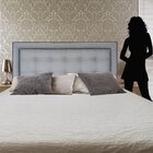 Cabeceira Com Pés Solteiro Estofada Veneza Diamond 10 Linho C