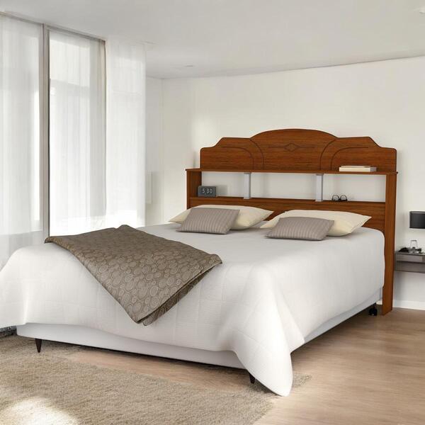 Cabeceira Com Prateleira Harmonia Casal Cinamomo E Off
