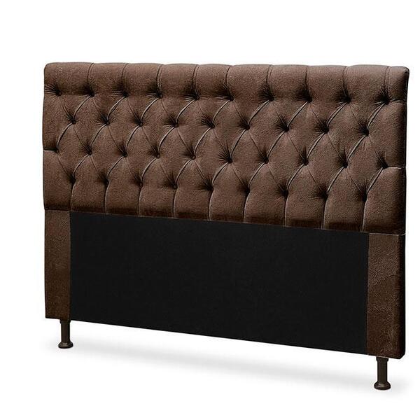 Cabeceira Cristal 1,40 Para Cama Box Suede Amassado Chocolate
