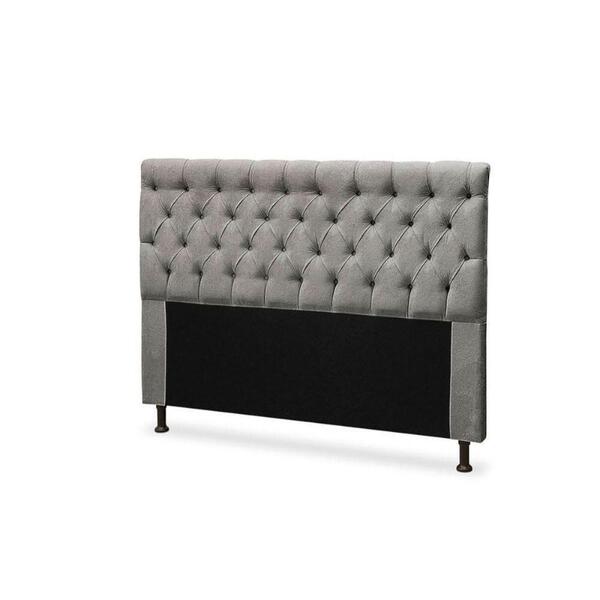 Cabeceira Cristal 1,95 Cm Cama Box King Size Suede Cinza