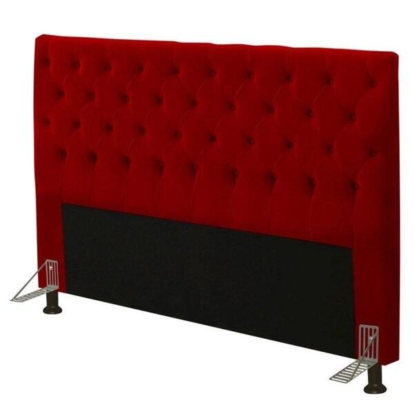 Cabeceira Cristal 1,95 Cm Cama Box King Size Suede Vermelho