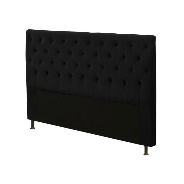 Cabeceira Cristal Box Casal Queen 160cm Suede Preto