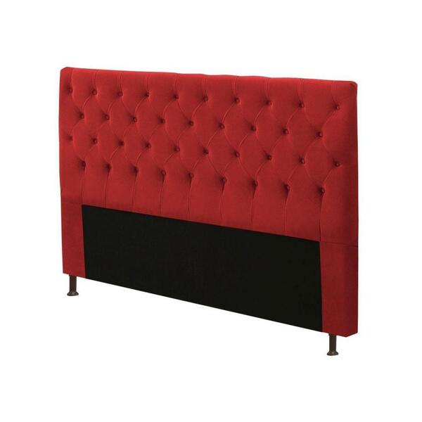 Cabeceira Cristal Box Casal Queen 160cm Suede Vermelho