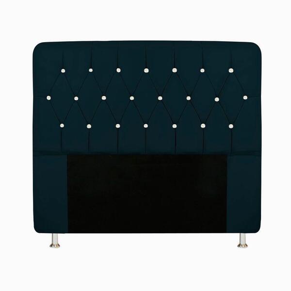 Cabeceira Cristal Para Cama Box Solteiro 90 Cm Azul Marinho