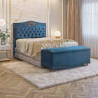 Cabeceira Daemon Queen Veludo Luxor Azul 160cm Bnn Decor