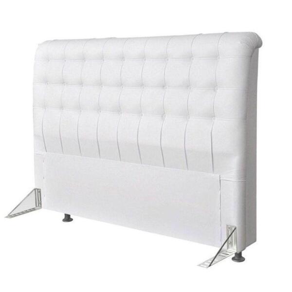 Cabeceira Dama 90 Cm Cama Box Solteiro Corino Branco