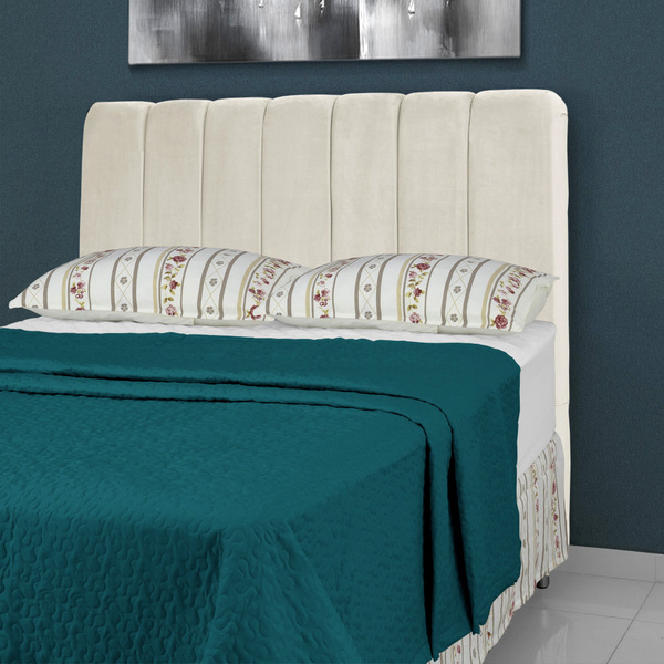 Cabeceira De Cama Box Casal 138 Cm Luna Larhome Suede Veludo