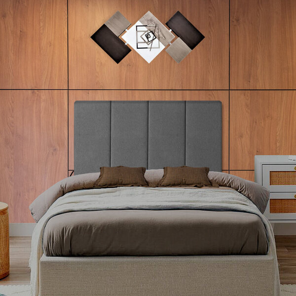 Cabeceira De Cama Box De Solteiro Estofada Suede Cinza Viena