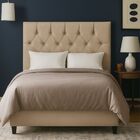 Cabeceira De Cama Box King 195 Cm Dante Com Frame Suede Bege