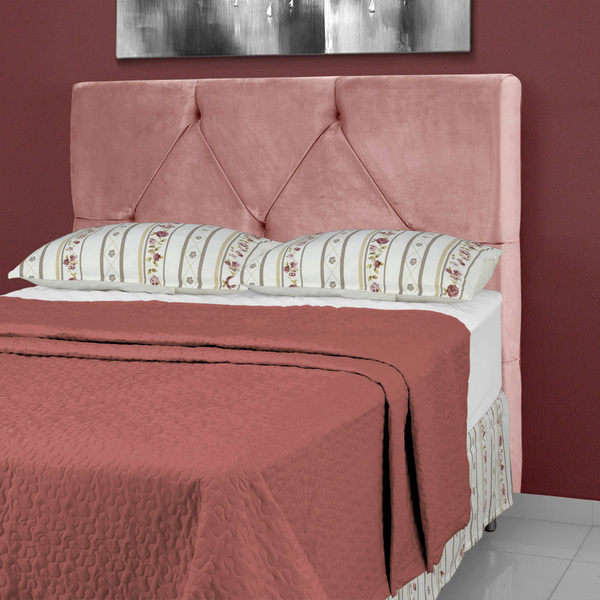 Cabeceira De Cama Box Queen 158 Cm Munique Larhome Suede Velu