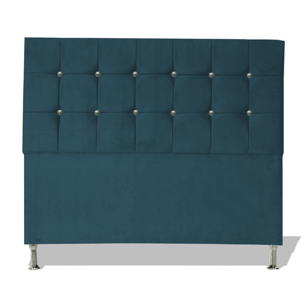 Cabeceira De Cama Box Slim Cristal Solteiro 90 Cm Suede Azul