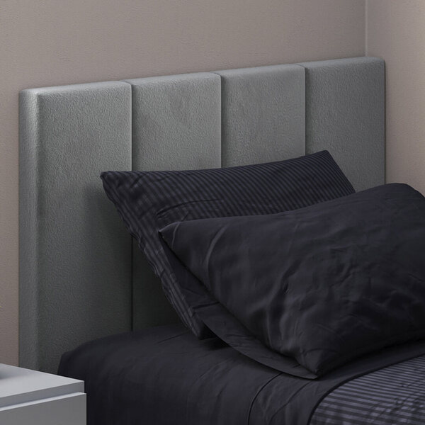 Cabeceira De Cama Box Solteiro 90cm Estofada Suede Cinza Yasm