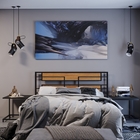 Cabeceira De Cama Ferro Industrial E Madeira Simetri - Cumaru