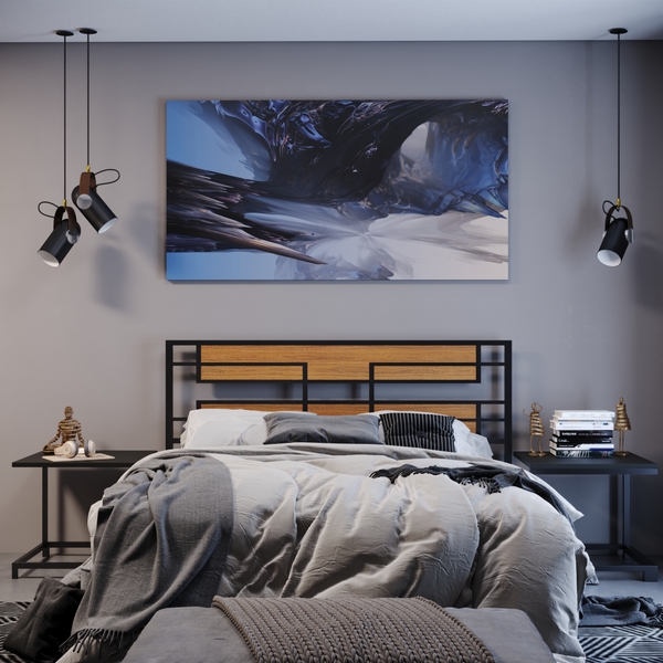 Cabeceira De Cama Ferro Industrial E Madeira Simetri - Cumaru