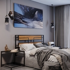 Cabeceira De Cama Ferro Industrial E Madeira Simetri - Cumaru