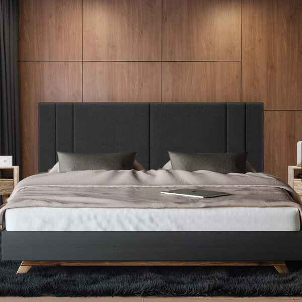 Cabeceira De Cama Queen 1,60m Estofada Tecido Suede Grafite E