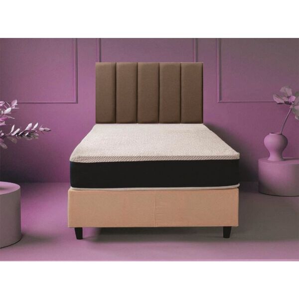 Cabeceira De Cama Solteiro 5 Peças 100x60cm Linho Marrom