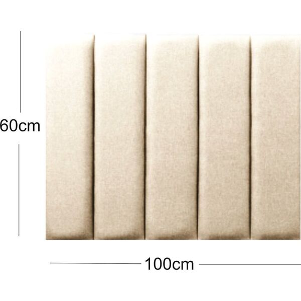 Cabeceira De Cama Solteiro 5 Peças 100x60cm Veludo Bege