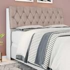 Cabeceira De Casal Branco Com Capitonê Suede Palha E Pratelei