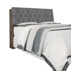 Cabeceira De Casal Chocolate Com Capitonê Suede Cinza E Prate