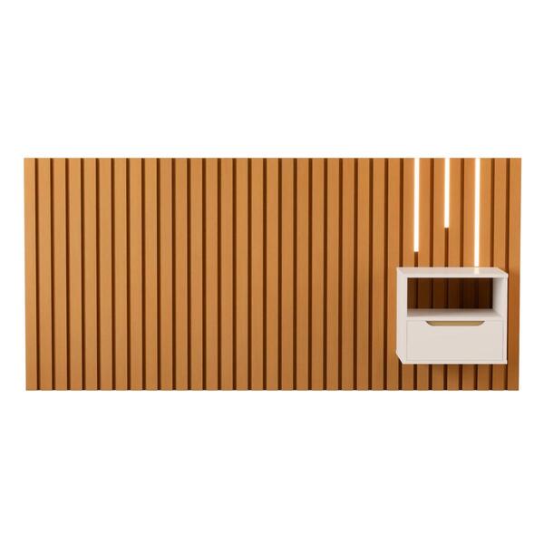 Cabeceira De Casal Com Mesa E Kit Led Quioto Nature Pérola