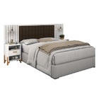 Cabeceira De Casal Onix 1.40 Ripado Branco/café - Vitamov