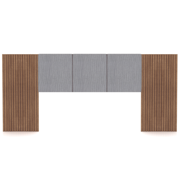 Cabeceira De Casal Ripada Com Led Hayya Linho Cinza