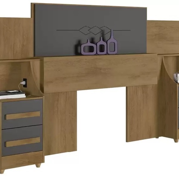 Cabeceira De Casal Síria Cinamomo/grafite – Rv Móveis