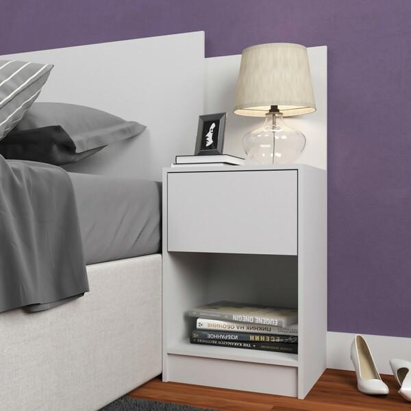 Cabeceira De Solteiro Altesa 1 Gavetas 1 Nichos Branca