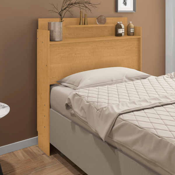 Cabeceira De Solteiro Com 2 Prateleiras Luzio Naturalle