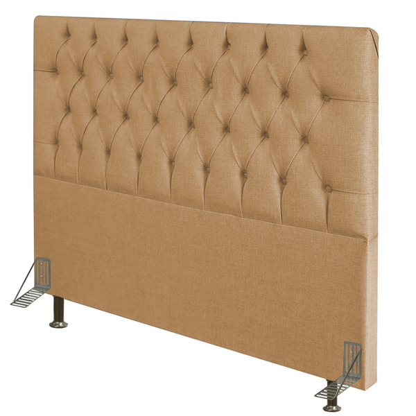 Cabeceira Diamante Para Cama Box Queen 160 Cm Linho Bege - D'
