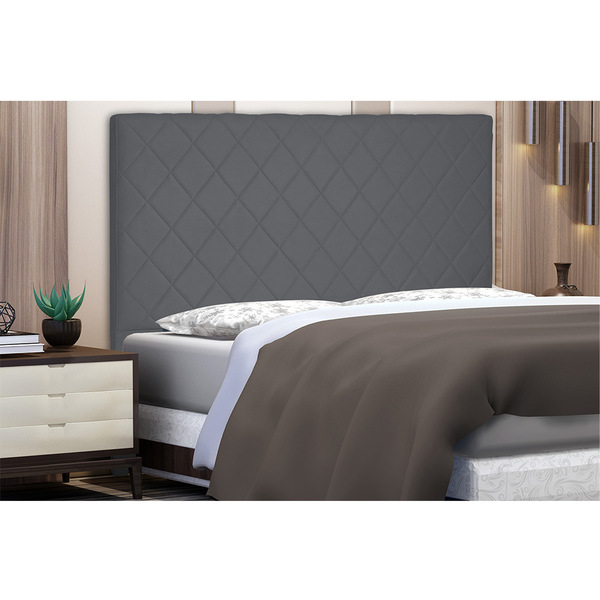 Cabeceira Dubai Para Cama Box Solteiro 90 Cm Suede Cinza S04