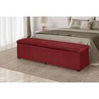 Cabeceira E Calçadeira Baú 100 Cm Helena Suede Vermelho