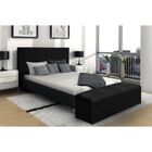 Cabeceira E Calçadeira Baú 100 Cm Raissa Suede Preto