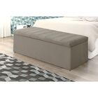 Cabeceira E Calçadeira Baú 100 Cm Vitória Suede Bege