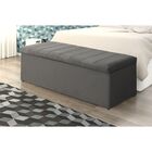 Cabeceira E Calçadeira Baú 100 Cm Vitória Suede Cinza