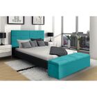 Cabeceira E Calçadeira Baú 120 Cm Raissa Suede Azul Tiffany