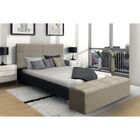 Cabeceira E Calçadeira Baú 120 Cm Raissa Suede Bege