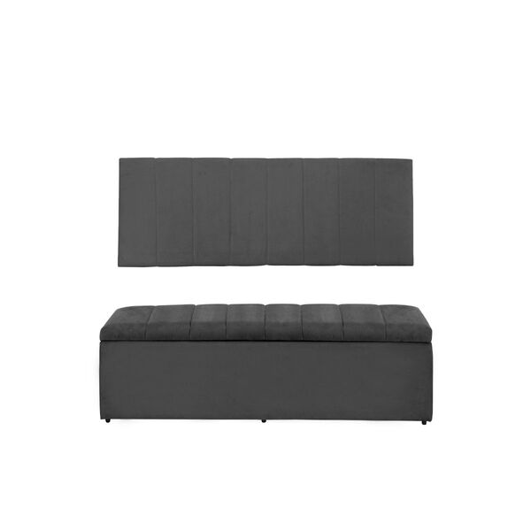 Cabeceira E Calçadeira Baú 120 Cm Vitória Suede Cinza