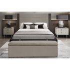 Cabeceira E Calçadeira Baú 138 Cm Helena Suede Bege