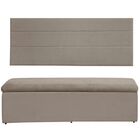 Cabeceira E Calçadeira Baú 138 Cm Helena Suede Bege