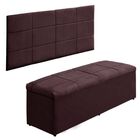 Cabeceira E Calçadeira Baú 138 Cm Raissa Suede Bordô