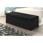 Cabeceira E Calçadeira Baú 138 Cm Vitória Suede Preto