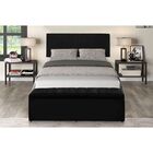 Cabeceira E Calçadeira Baú 138 Cm Vitória Suede Preto