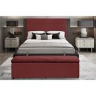 Cabeceira E Calçadeira Baú 158 Cm Helena Suede Vermelho